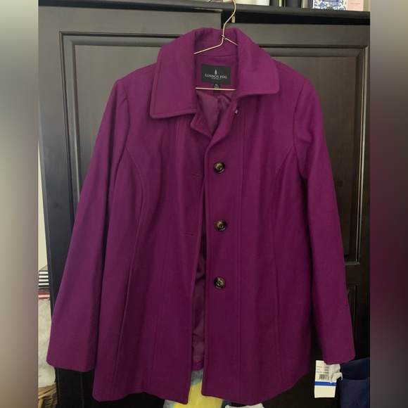 London Fog Jackets & Blazers - London fog magenta wool blend coat xl